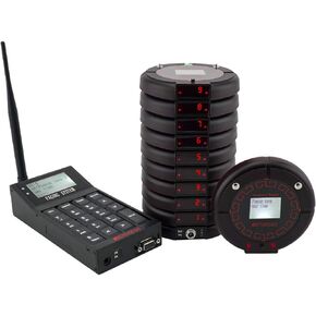 Retekess TD159 جهاز استدعاء المطاعم طويل المدى، جهاز النداء كوستر المطعم، 3280 قدم، عرض رسالة نصية، إنذار خارج النطاق، 10 صفارات انتظار للمستودع