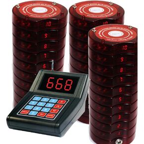 30 Coaster Pagers+1 Keypad Queue Call Pager Restaurant Wireless Calling System Waiter Wireless Guest Paging System for Restaurant Church Food Truck Coffee Shop Office