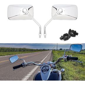 DREAMIZER Black Motorcycle Mirrors for Handlebars 10MM Handlebar Side Mirrors with Clamp Mount Compatible with M109 Valkyrie Road Star V Star XVS XSR VRZ 1800 - Oval