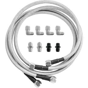 TIKSCIENCE Flexible SS Braided Transmission Cooler Hose Line Fit for Ford C4 - C6 - AOD, for GM Chevy 1996 and Newer 4L80E, for Turbo 350/400/ 200-200R4/700R4-4L60-4L60E - 4L65E