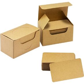 Vantasii 250 PCs Original Wood Color Blank Kraft Paper Round Corner Flash Word Message Gift DIY Index Card (3.5" X 2.1")
