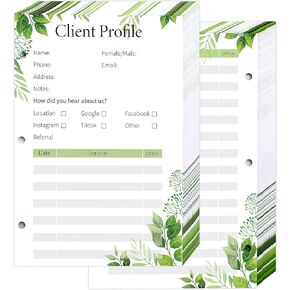 Lesnala The client list client record book Binder Insert Cards for Salon, spa, Hairdresser, Nail Salons,small business. client data organizer for stylists (100 per Pack, 5.5" X 8.5")