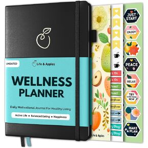 Life & Apples Wellness Planner – Fitness Journal, Food Journal, Weight Loss Journal, Diet Journal & Food Log, Health Journal, Undated, Rose Gold