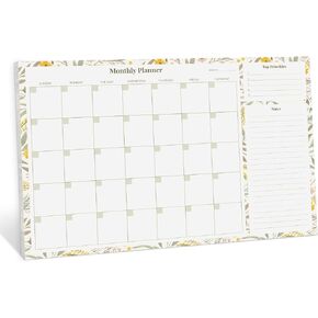 Rileys & Co Monthly Planner Desk Pad, Undated Planner Calendar with 52 Tearaway Sheets, Wide To Do Planner Notepad with Top Priorities and Notes, 16.5 x 11.4 Inches (Floral)