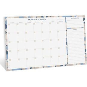Rileys & Co Monthly Planner Desk Pad, Undated Planner Calendar with 52 Tearaway Sheets, Wide To Do Planner Notepad with Top Priorities and Notes, 16.5 x 11.4 Inches (Floral)