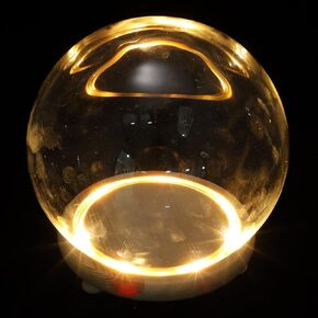 Glass Display Dome Cloche with Wooden Base Clear Craft Snow Globes Keepsake Display Globe with Light for Xmas DIY Crafts Birthday Holiday Office Halloween Home Decoration 10cm
