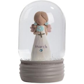 Blossom Bucket March Birthstone Angel Snow Globe, 4.25-inch Height, Resin, Home, Home Décor