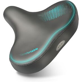 YLG Oversized Bike Seats for Women Men Comfort - Soft Wide Memory Foam Bicycle Saddle for Exercise Peloton Spin/Adult E Bike/Schwinn/Cruiser Accessories/MTB/Jetson Bicycle Saddle，Waterproof and Shock
