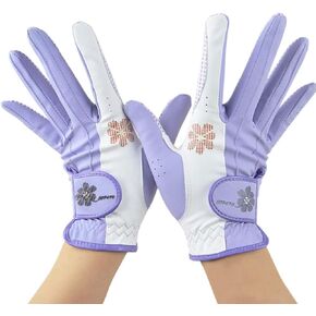 Golf Women's Golf Glove - Adjustable Strap Golf Gloves Women Pair, Non Slip Rain Gloves fit Purple Pink White Yellow red