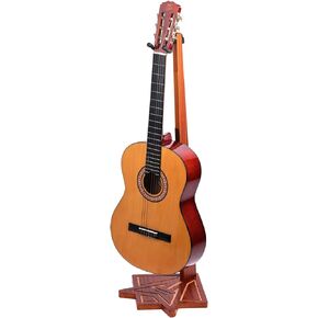 Wooden Guitar Stand, Handcrafted Floor Universal Guitar Stands,Acoustic,Electric and Classical Guitars Stand,Guitar Accessories-Sapele Wood Color