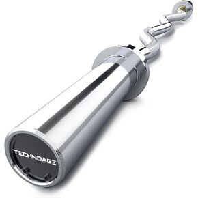 Olympic EZ Curl Bar, 47" Curl Bar(350/500LBS Capacity) 20LB, Solid Steel, Chrome Finish Barbell with Copper Sleeve and Bearing for 2-inch Plates