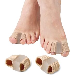 Toe Separator Sleeves, 2 Pairs Soft Breathable Big Toe Corrector with Gel Toe Spacer Cushion, Hammer Toe Overlapping Toes Straightener Sleeves for Big Toe Alignment Bunion Foot Pain Relief (S)
