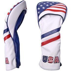 USA Golf Club Driver Cover American Stars and Stripes Flag Synthetic Leather Patriotic Golf Head Covers Protector