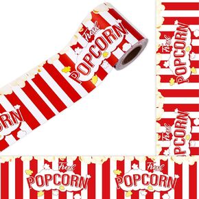 Whaline 32.8ft Popcorn Bulletin Board Borders Red White Stripe Popcorn Die-Cut Border Trim for School Classroom Office Chalkboard Decoration