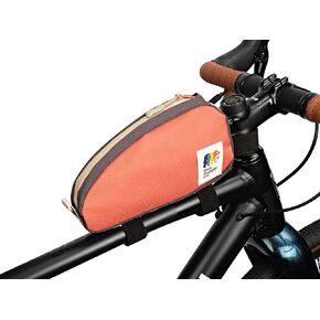 Top Tube Bike Bag Bicycle Front Frame Bag Bike Accessories Pouch (Burnt Orange/Charcoal/Tan)