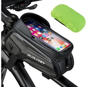 Bike Frame Bag, Waterproof Top Tube Bag with Sun-Visor, Bike Phone Holder with TPU Sensitive Touch Screen, Bicycle Handlebar Bag Bike Accessories with Rain Cover