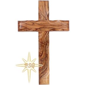 Wall Cross, Wooden Crosses from Bethlehem, Holy Land. Olive Wood Crucifix. Hanging Home Decor. Religious Gift for Godparents, Grandchildren, Kids Room Cross, New House, Christmas and Easter Gifts,