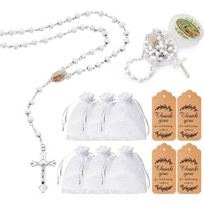 KaGrbves 24 Pcs Virgen De Guadalupe Scented Rosary for Baptism and First Communion Favors, Our Lady of Guadalupe Party Favors (Gold)