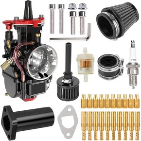 PWK28 30MM Carburetor Kit – Perfect Upgrade for Predator 196cc 212cc, Coleman Powersports CT200 BT200 MB200, KT196 Twister, 80T Go Kart (BLACK)