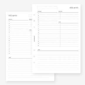 A5 Daily Undated Hourly Planner Insert for Filofax A5, LV GM agenda refill 6 hole 5.8 x 8.3