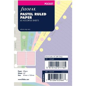 Filofax B132640 Organizer Refill, Pocket Size, Pastel colors, Ruled Paper