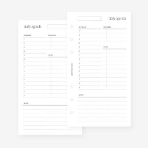 Personal Undated Daily with Schedule Day on One Page for Filofax Personal, LV MM agenda refill 6 hole 3.75 x 6.75
