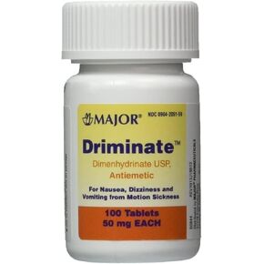 Driminate Generic for Dramamine Motion Sickness 50 mg Anti Nausea 100 count