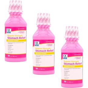 Quality Choice Regular Strength Pink Bismuth Liquid Stomach Relief, 12 fl oz. (Pack of 3)