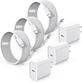 Fast Charger for iPhone 15 Charger,10FT Extra Long iPhone 15 Charger Fast Charging 3Pack USB-C Wall Charger Bolck USBC To USB C Fast Charging Cable Cord for iPhone 15 Pro Max/15 Plus,iPad Pro/Air/Mini