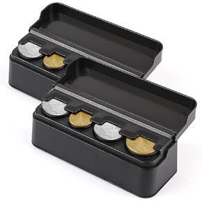 Ouzorp 2 Pcs Coin Holder for Car Change Organizer Universal Storage Coin Money Dispenser Compatible with Most Car, Truck, RV Accessories