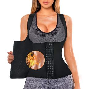 Sweat Waist Trainer Girdle Workout Sauna Tank Top Vest for Women Weight Loss Exercise, Double Tummy Slimmer