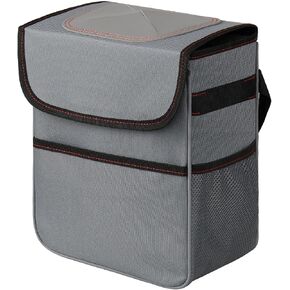 Simple Deluxe Car Trash Can, Leak-Proof Car Garbage Can with Cokkapsible Adjustable Straps, Portable and Trash Bag with Storage Pockets, 3 Gallon, Black in Saudi Arabia