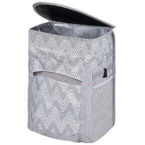 Collapsible Leak Proof Car Trash Can with Lid and 3 Storage Pockets| 2.5 Gallon Large Capacity Auto Garbage Bin Hanging for Headrest|Portable Hanging Vehicle Car Organizer Bin