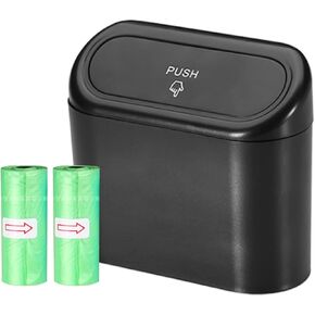 Car Trash Can Bin with Lid,Small Car Garbage Can with 30pcs Trash Bags,Car Garbage Trash Can Storage,Leakproof Mini Can Bin,Can Organizer Storage for Front Back Seat, Garbage Can