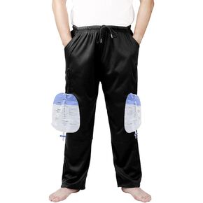 Catheter Pants with 2 Zippered Side Pocket, Holds (2) 2000ml Leg Bags, Urine Bag Pants for Nephrostomy, Foley, Cystostomy
