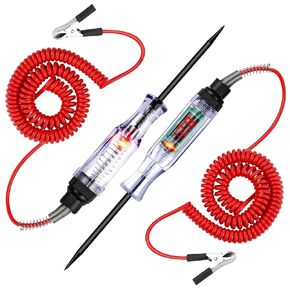 Test Light 2PCS, 3V-12V-24V-48V DC Car Circuit Tester Light,Digital LED Car Electric Tester, Auto Voltage Continuity Test with 110inch Extended Spring Wire for Voltage Systems, Cars, Live Wires, Fuses