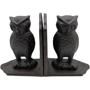 Comfy Hour Antique and Vintage Animal Collection Cast Iron Set of 2 Owls Bookends Art Bookend, 1 Pair, Black, Heavy Weight