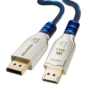 BolAAzuL 8K DisplayPort 2.0 كابل 16 قدم، 16K DP كابل 2.0 (16K@60 هرتز 8K@120 هرتز 4K@240 هرتز 165 هرتز 144 هرتز) كابل شاشة الألعاب DP ذكر إلى DP ذكر GSync/FreeSync 80 جيجابت في الثانية HDR10 ARC HDCP مدعوم لتلفزيون الكمبيوتر