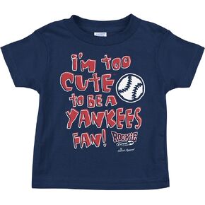 Boston Baseball Fans. Too Cute (Anti-Yankees) Navy Onesie or Toddler Tee (NB-7T)