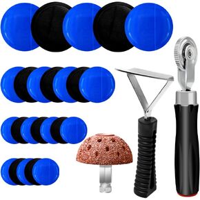 34Pcs Tire Repair Patch Tools Tire Patch Kit, Tire Patch Roller Kit Tire Repair Tungsten Steel Buffing Wheel with Inner Liner Scraper Tire Repair Tools for Car Motorcycle Bike (42 mm)
