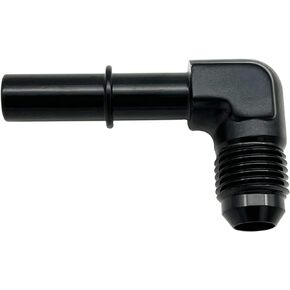 KRD PERFORAMANCE 90 Degree Aluminum 3/8 SAE Quick Connect to 8AN Male Push On EFI Fuel Line Hose Fitting Adapter Connector Black