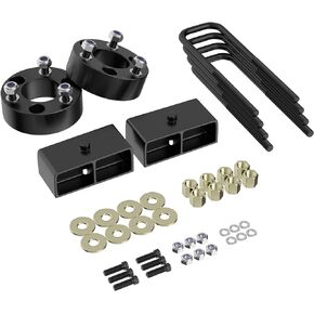 3"F + 2"R Leveling Lift Kit for 2005-2023 Frontier, 3" Front Strut Spacers and 2" Black Leveling Lift Block Kit Extended Square U-Bolts Compatible with 2005-2023 Frontier 2WD/4WD 2X2/4X4