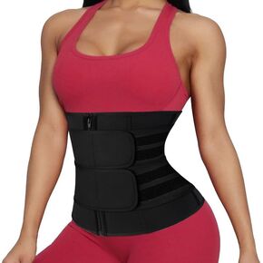 SHAPERIN Double Belt Waist Trainer for Women Neoprene Sweat Fitness Waist Cincher Body Shaper for Weight Loss