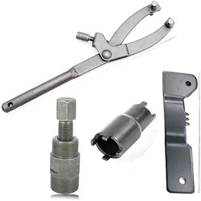 QISF 4Pcs Flywheel Variator Locking Tool Adjustable Spanner Wrench Holding Remove Tools 24mm 27mm Magneto Flywheel Puller and 20mm 24mm Clutch Lock Nut Spanner Tool