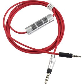 Momentum2 Replacement Audio Cable 3.5mm Jack Plug with Microphone & Volume Control Extension Stereo Cord Compatible with Momentum 1.0 Momentum 2.0 On-Ear Wireless Headphones (Red)