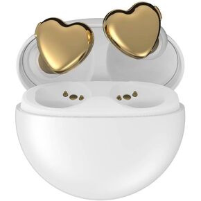 AVIOT TE-I3 Cute Heart-Shaped Wireless Earbuds for Small Ears with Clear Hard Case, Bluetooth 5.3, Up to 23 Hours Playtime, IPX4 Waterproof, Multipoint Connection, Ambient Sound, Bulid in Mic (Red)