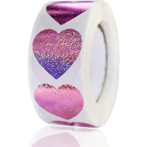500Pcs Heart Stickers, 1 Inch Glitter Small Heart Shaped Sticker, Love Stickers for Valentines Day/Mothers' Day/Wedding, Decorations for Envelops Gift Wraps, Offices, Teachers & Classrooms