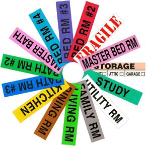 Tag-A-Room Color Coded Home Moving Box Labels, 800 Count 4 Bedroom House Pack + Fragile Stickers, Moving Supplies, Moving & Packing Stickers