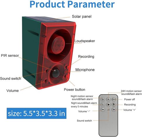 Motion Sensor Alarm Outdoor，Solar Alarm Motion Detector with Sound, 4 Mode 120db Sound Waterproof Flash Siren Light Alarm System in Saudi Arabia