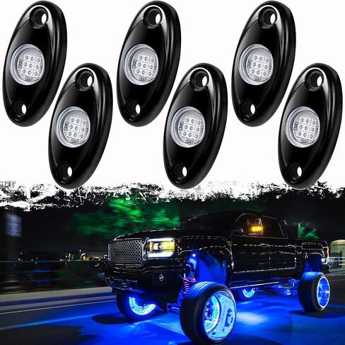 PSEQT 6 Pods White LED Rock Wheel Well Lights Underglow Light لسيارة شاحنة ATV UTV SUV الطرق الوعرة قارب Underbody نيون توهج درب تلاعب مصباح in Kuwait